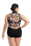 Zip Front with Flora Print - AW1062FA
